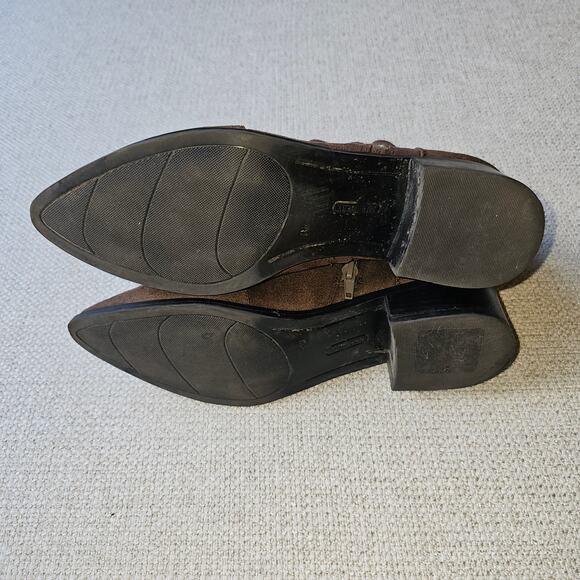 Nine West Brown Suede Feel Pointed Toe Buckle Detail Zip up Ankle Boots 9.5 M - Picture 8 of 9
